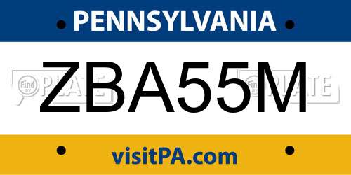 ZBA55M Pennsylvania License Plate
