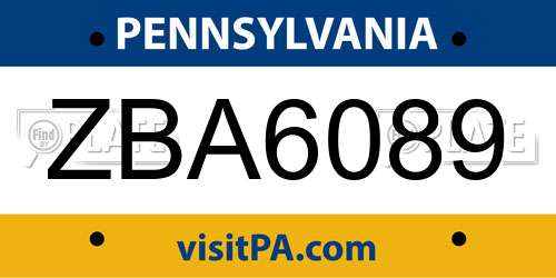 ZBA6089 Pennsylvania License Plate