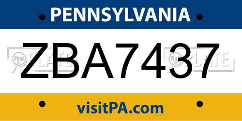 ZBA7437 Pennsylvania License Plate