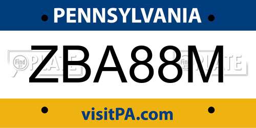 ZBA88M Pennsylvania License Plate