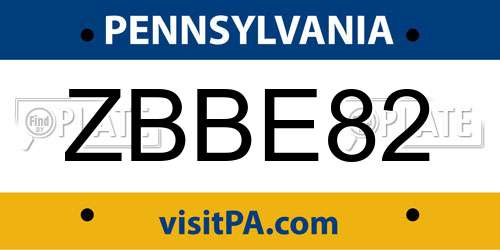 ZBBE82 Pennsylvania License Plate