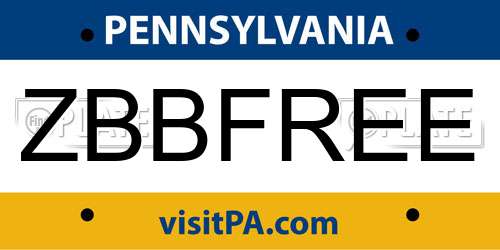ZBBFREE Pennsylvania License Plate