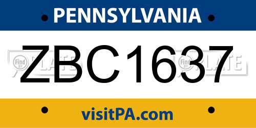 ZBC1637 Pennsylvania License Plate
