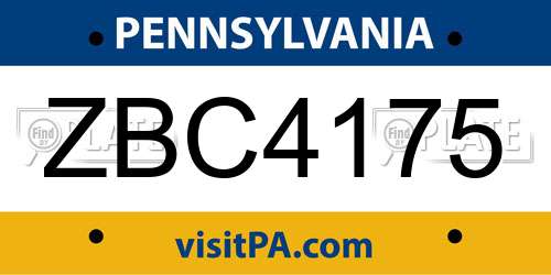 ZBC4175 Pennsylvania License Plate