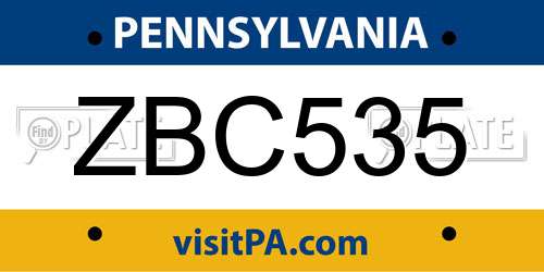 ZBC535 Pennsylvania License Plate