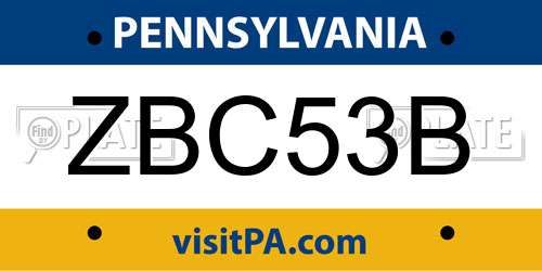 ZBC53B Pennsylvania License Plate