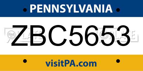 ZBC5653 Pennsylvania License Plate