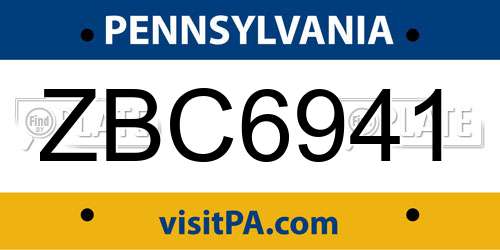 ZBC6941 Pennsylvania License Plate