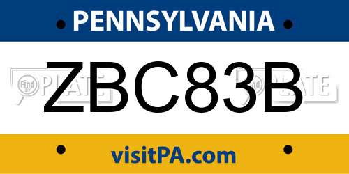 ZBC83B Pennsylvania License Plate