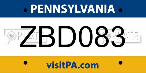 ZBD083 Pennsylvania License Plate