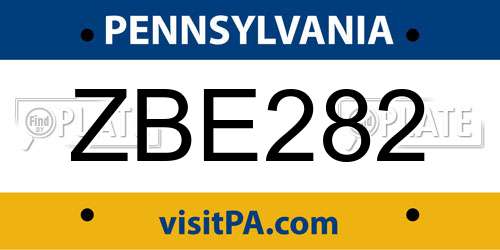 ZBE282 Pennsylvania License Plate