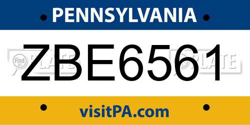 ZBE6561 Pennsylvania License Plate