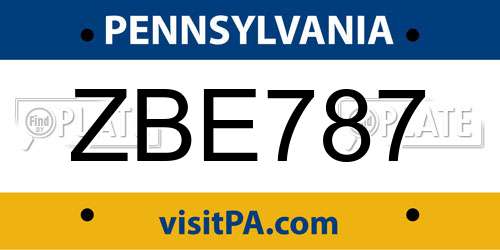 ZBE787 Pennsylvania License Plate