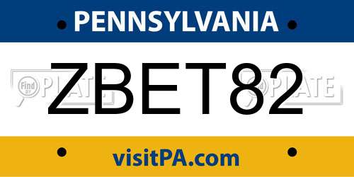 ZBET82 Pennsylvania License Plate
