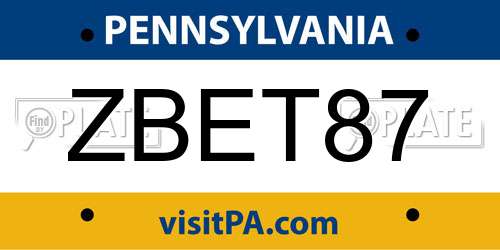 ZBET87 Pennsylvania License Plate