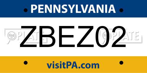 ZBEZ02 Pennsylvania License Plate