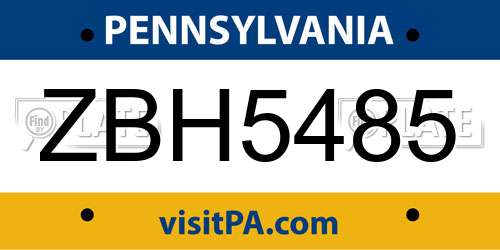ZBH5485 Pennsylvania License Plate