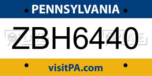 ZBH6440 Pennsylvania License Plate