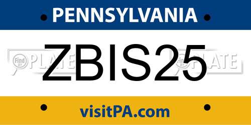 ZBIS25 Pennsylvania License Plate