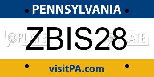 ZBIS28 Pennsylvania License Plate