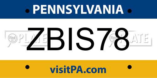 ZBIS78 Pennsylvania License Plate
