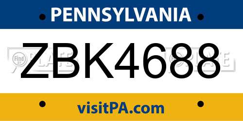 ZBK4688 Pennsylvania License Plate
