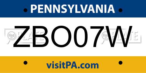 ZBO07W Pennsylvania License Plate