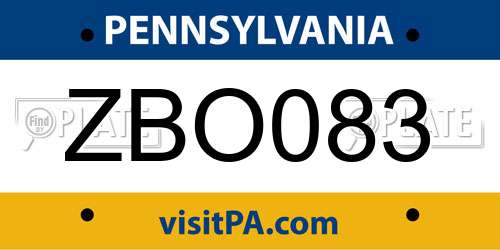 ZBO083 Pennsylvania License Plate