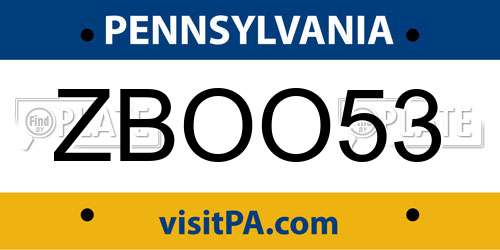 ZBOO53 Pennsylvania License Plate