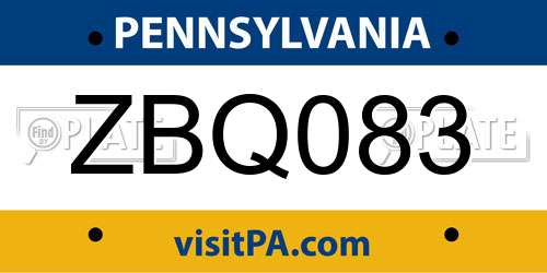 ZBQ083 Pennsylvania License Plate