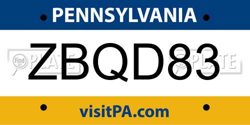 ZBQD83 Pennsylvania License Plate