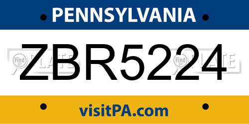 ZBR5224 Pennsylvania License Plate