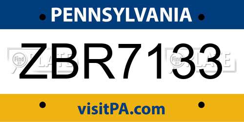 ZBR7133 Pennsylvania License Plate