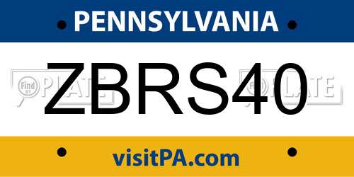 ZBRS40 Pennsylvania License Plate