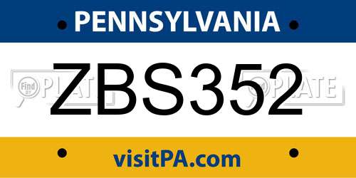 ZBS352 Pennsylvania License Plate