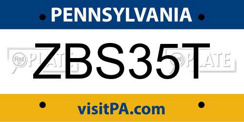 ZBS35T Pennsylvania License Plate
