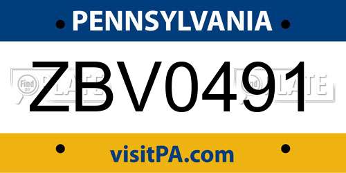 ZBV0491 Pennsylvania License Plate