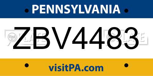 ZBV4483 Pennsylvania License Plate