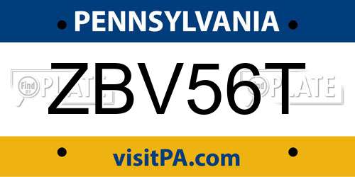ZBV56T Pennsylvania License Plate