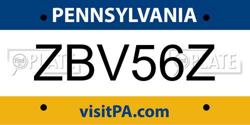 ZBV56Z Pennsylvania License Plate