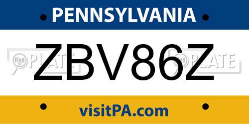 ZBV86Z Pennsylvania License Plate