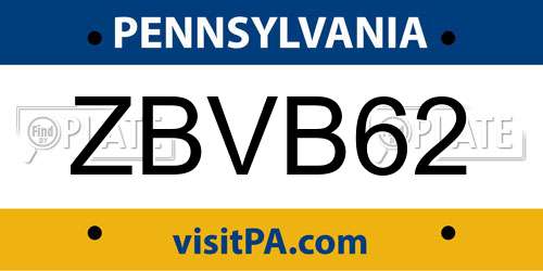 ZBVB62 Pennsylvania License Plate