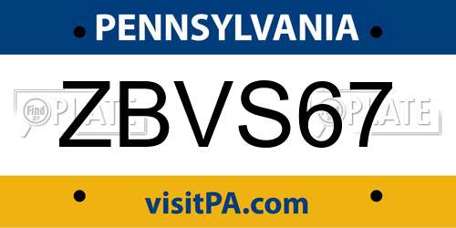 ZBVS67 Pennsylvania License Plate