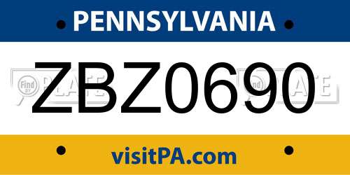 ZBZ0690 Pennsylvania License Plate