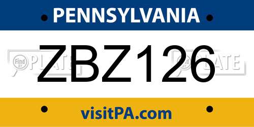 ZBZ126 Pennsylvania License Plate