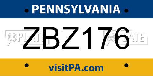 ZBZ176 Pennsylvania License Plate