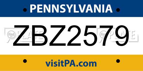 ZBZ2579 Pennsylvania License Plate