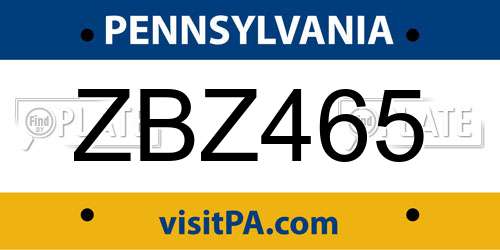 ZBZ465 Pennsylvania License Plate