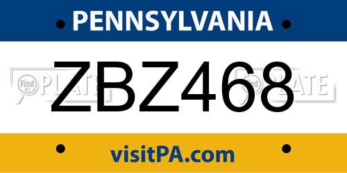 ZBZ468 Pennsylvania License Plate