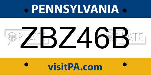 ZBZ46B Pennsylvania License Plate